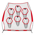 2438.4x2438.4mm Football Trainer Throwing Net, Training Throwing Target Practice Net with 6 Target Pockets, Knotless Net Includes Straps and Portable Carry Case, Improve QB Throwing Accuracy,Red