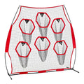 2438.4x2438.4mm Football Trainer Throwing Net, Training Throwing Target Practice Net with 6 Target Pockets, Knotless Net Includes Straps and Portable Carry Case, Improve QB Throwing Accuracy,Red