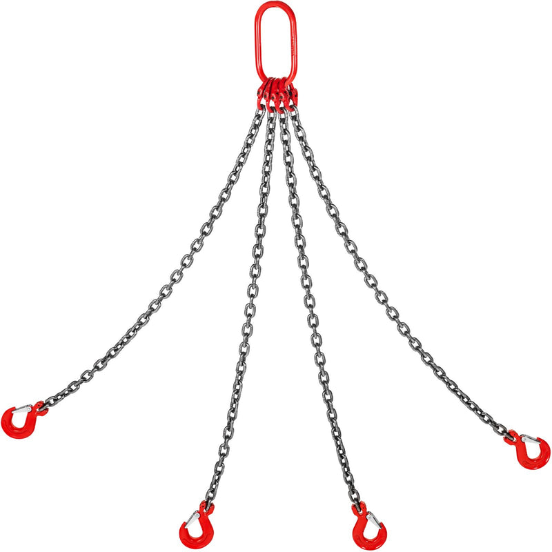 4 Legs Lifting Hook Chain Sling 2Mx8MM, 4T Lifting Chain Sling Legs Steel Factories Steel Powder Coating Lifting Chain High Temperature Resistance