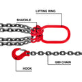 4 Legs Lifting Hook Chain Sling 2Mx8MM, 4T Lifting Chain Sling Legs Steel Factories Steel Powder Coating Lifting Chain High Temperature Resistance