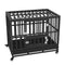 Heavy Duty Dog Crate 38 in Metal Dog Kennel with Wheels and Removable Tray