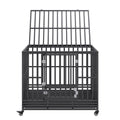 47 Inch Heavy Duty Dog Crate, Indestructible Dog Crate, 3-Door Heavy Duty Dog Kennel for Medium to Large Dogs with Lockable Wheels and Removable Tray, High Anxiety Dog Crate for Indoor & Outdoor