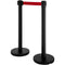 Stanchion Post Barriers 4-Set Line Dividers, Stainless Steel Stanchions with 6.6 Black Retractable Belts, Stanchions with One Sign Frame, 34.6 Queue Safety Stanchions (Balck)