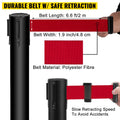 Stanchion Post Barriers 4-Set Line Dividers, Stainless Steel Stanchions with 6.6 Black Retractable Belts, Stanchions with One Sign Frame, 34.6 Queue Safety Stanchions (Balck)