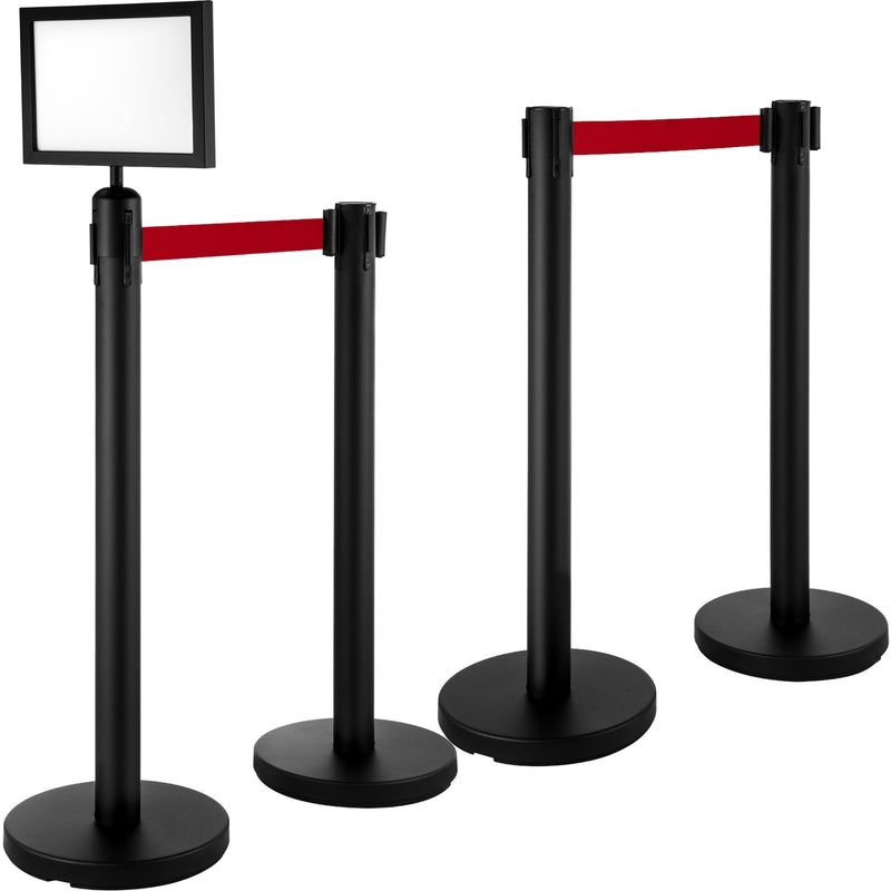 Stanchion Posts 4-Set Stainless Steel Queue Barriers 6.6ft Belts