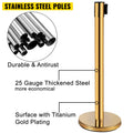Stanchion Post 6-Set Queue Barriers Gold Retractable Belts Sign Frame
