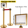 Stanchion Post 6-Set Queue Barriers Gold Retractable Belts Sign Frame