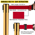 Stanchion Post 6-Set Queue Barriers Gold Retractable Belts Sign Frame