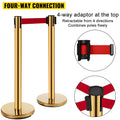 Stanchion Post 6-Set Queue Barriers Gold Retractable Belts Sign Frame