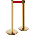 Stanchion Post 6-Set Queue Barriers Gold Retractable Belts Sign Frame