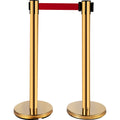 Stanchion Post 6-Set Queue Barriers Gold Retractable Belts Sign Frame