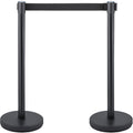 Crowd Control Stanchion, Set of 6 Pieces Stanchion Set, Stanchion Set with 6.6 ft/2 m Black Retractable Belt, Black Crowd Control Barrier with Concrete and Metal Base – Easy Connect Assembly