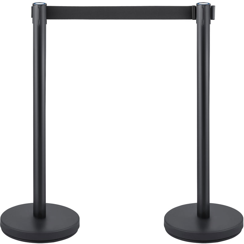 Crowd Control Stanchion, Set of 6 Pieces Stanchion Set, Stanchion Set with 6.6 ft/2 m Black Retractable Belt, Black Crowd Control Barrier with Concrete and Metal Base – Easy Connect Assembly