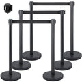 Crowd Control Stanchion Set 6 Piece Black 2m Retractable Belt