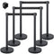 Crowd Control Stanchion Set 6 Piece Black 2m Retractable Belt