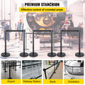 Crowd Control Stanchion Set 6 Piece Black 2m Retractable Belt