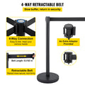 Crowd Control Stanchion Set 6 Piece Black 2m Retractable Belt