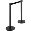 Crowd Control Stanchion Set 6 Piece Black 2m Retractable Belt