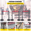 Crowd Control Stanchion Set 6 Piece 2m Red Retractable Belt Black