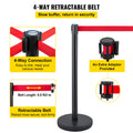 Crowd Control Stanchion Set 6 Piece 2m Red Retractable Belt Black