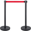 Crowd Control Stanchion Set 6 Piece 2m Red Retractable Belt Black