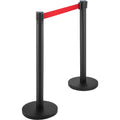 Crowd Control Stanchion Set 6 Piece 2m Red Retractable Belt Black