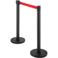 Crowd Control Stanchion Set 6 Piece 2m Red Retractable Belt Black