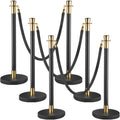 Crowd Control Stanchion Set 6 Black Velvet Rope 5ft Barrier