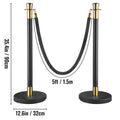 Crowd Control Stanchion Set 6 Black Velvet Rope 5ft Barrier