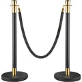 Crowd Control Stanchion Set 6 Black Velvet Rope 5ft Barrier