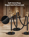 2 Pcs Black Velvet Stanchion Ropes, 1.5 m Crowd Control Stanchion Black Velvet Ropes with Gold Hooks, Post Queue Barrier Carpet Rope for Carpet Events Movie Theaters Grand Openings Hotels Party