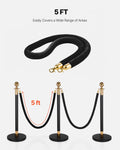 2 Pcs Black Velvet Stanchion Ropes, 1.5 m Crowd Control Stanchion Black Velvet Ropes with Gold Hooks, Post Queue Barrier Carpet Rope for Carpet Events Movie Theaters Grand Openings Hotels Party