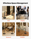 2 Pcs Black Velvet Stanchion Ropes, 1.5 m Crowd Control Stanchion Black Velvet Ropes with Gold Hooks, Post Queue Barrier Carpet Rope for Carpet Events Movie Theaters Grand Openings Hotels Party