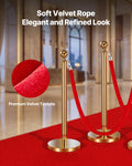 VEVOR 2x Red Velvet Stanchion Ropes 1.5m Silver Hooks Crowd Control