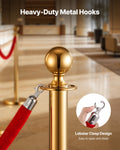 VEVOR 2x Red Velvet Stanchion Ropes 1.5m Silver Hooks Crowd Control