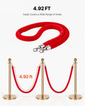 VEVOR 2x Red Velvet Stanchion Ropes 1.5m Silver Hooks Crowd Control