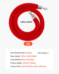 VEVOR 2x Red Velvet Stanchion Ropes 1.5m Silver Hooks Crowd Control