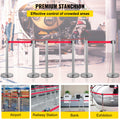 Crowd Control Stanchion Set 6 Silver Red Belt 2m Barrier