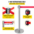 Crowd Control Stanchion Set 6 Silver Red Belt 2m Barrier