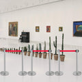 Crowd Control Stanchion Set 6 Silver Red Belt 2m Barrier