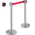 Crowd Control Stanchion Set 6 Silver Red Belt 2m Barrier