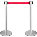 Crowd Control Stanchion Set 6 Silver Red Belt 2m Barrier
