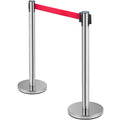 Crowd Control Stanchion Set 6 Silver Red Belt 2m Barrier