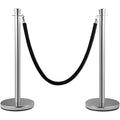 Crowd Control Stanchion Set 2 Silver Base 5ft Black Velvet Rope