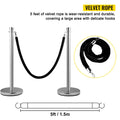 Crowd Control Stanchion Set 2 Silver Base 5ft Black Velvet Rope