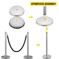 Crowd Control Stanchion Set 2 Silver Base 5ft Black Velvet Rope