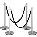 Crowd Control Stanchion Set 2 Silver Base 5ft Black Velvet Rope