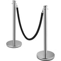 Crowd Control Stanchion Set 2 Silver Base 5ft Black Velvet Rope