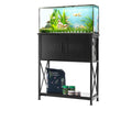Aquarium Stand, 20 Gallon Fish Tank Stand, 25.6 x 16.5 x 31.9 in Steel and MDF Turtle Tank Stand, 167.6 lbs Load Capacity, Reptile Tank Stand with Storage Cabinet and Embedded Power Panel, Black