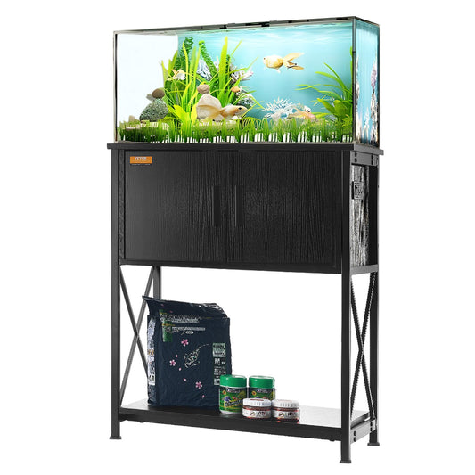 Aquarium Stand 20 Gallon Fish Tank Steel MDF Black Storage Cabinet
